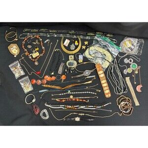 Vintage Y2K Modern Costume Jewelry 2 Lb Lot Wearable TLC Repurpose Mystery Jar B